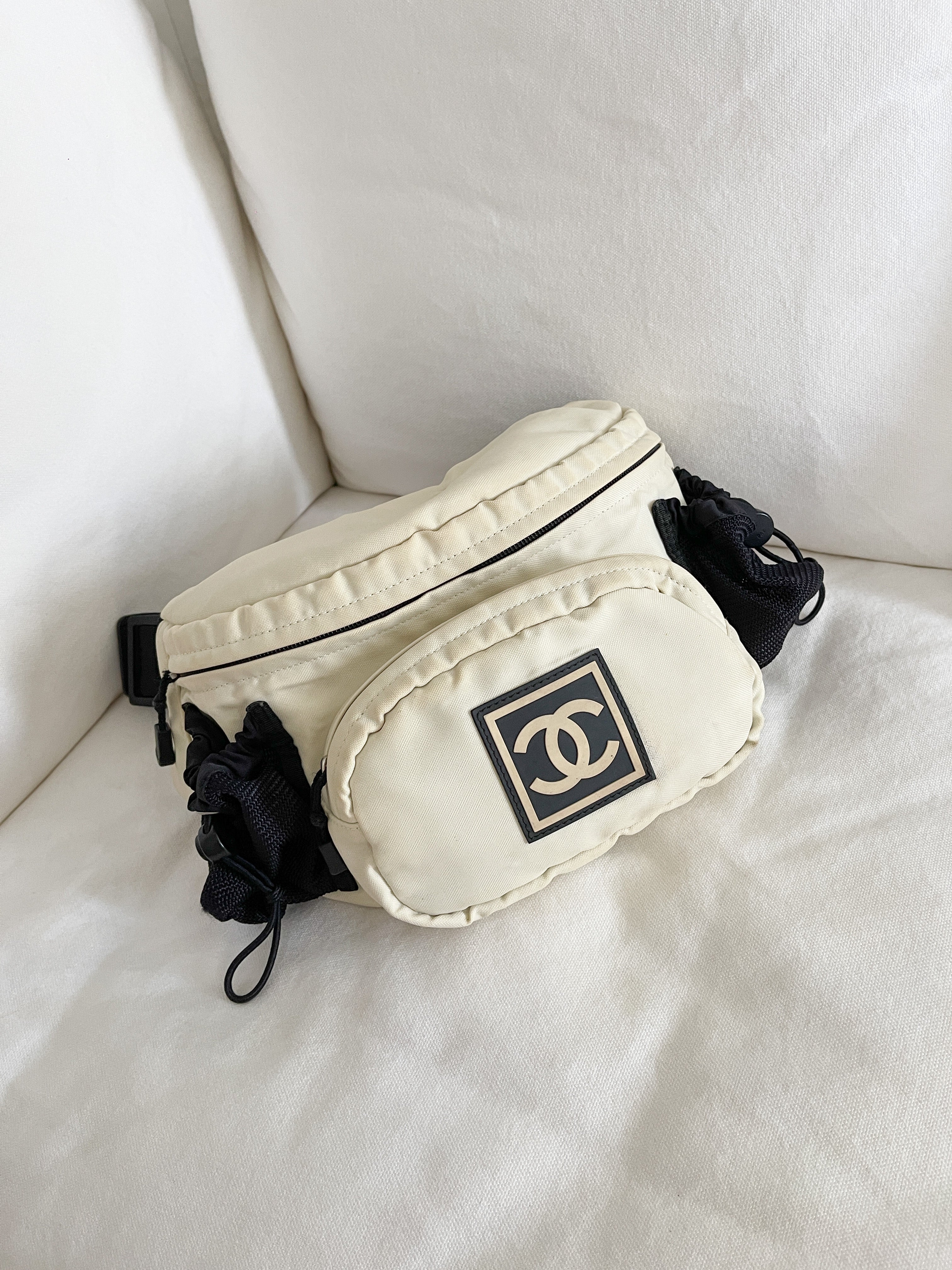 Vintage and Musthaves. CHANEL Sport Line Ivory Black boston travel bag