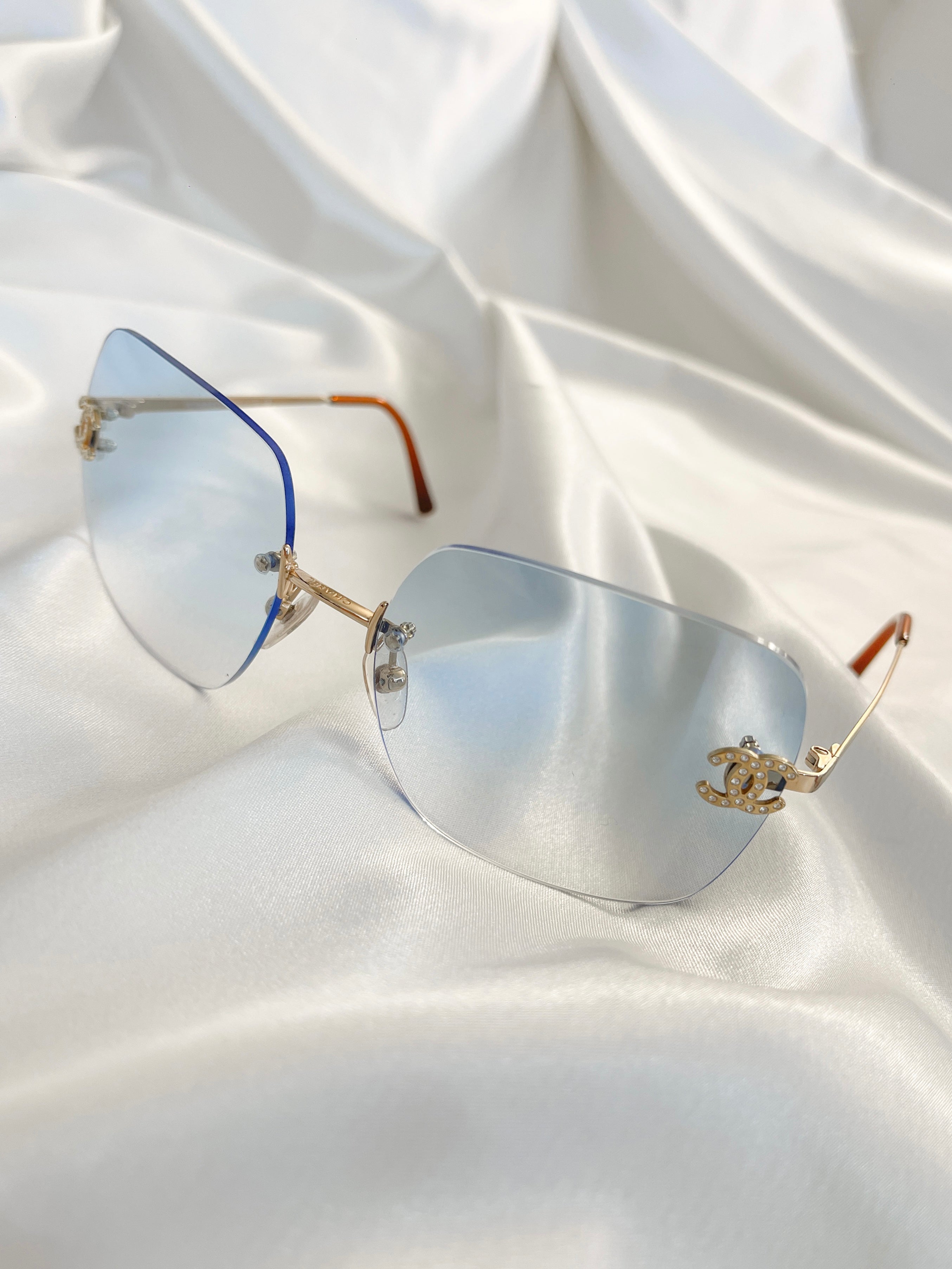 Vintage CHANEL SWAROVSKI Crystal Jumbo Diamanté Sunglasses 