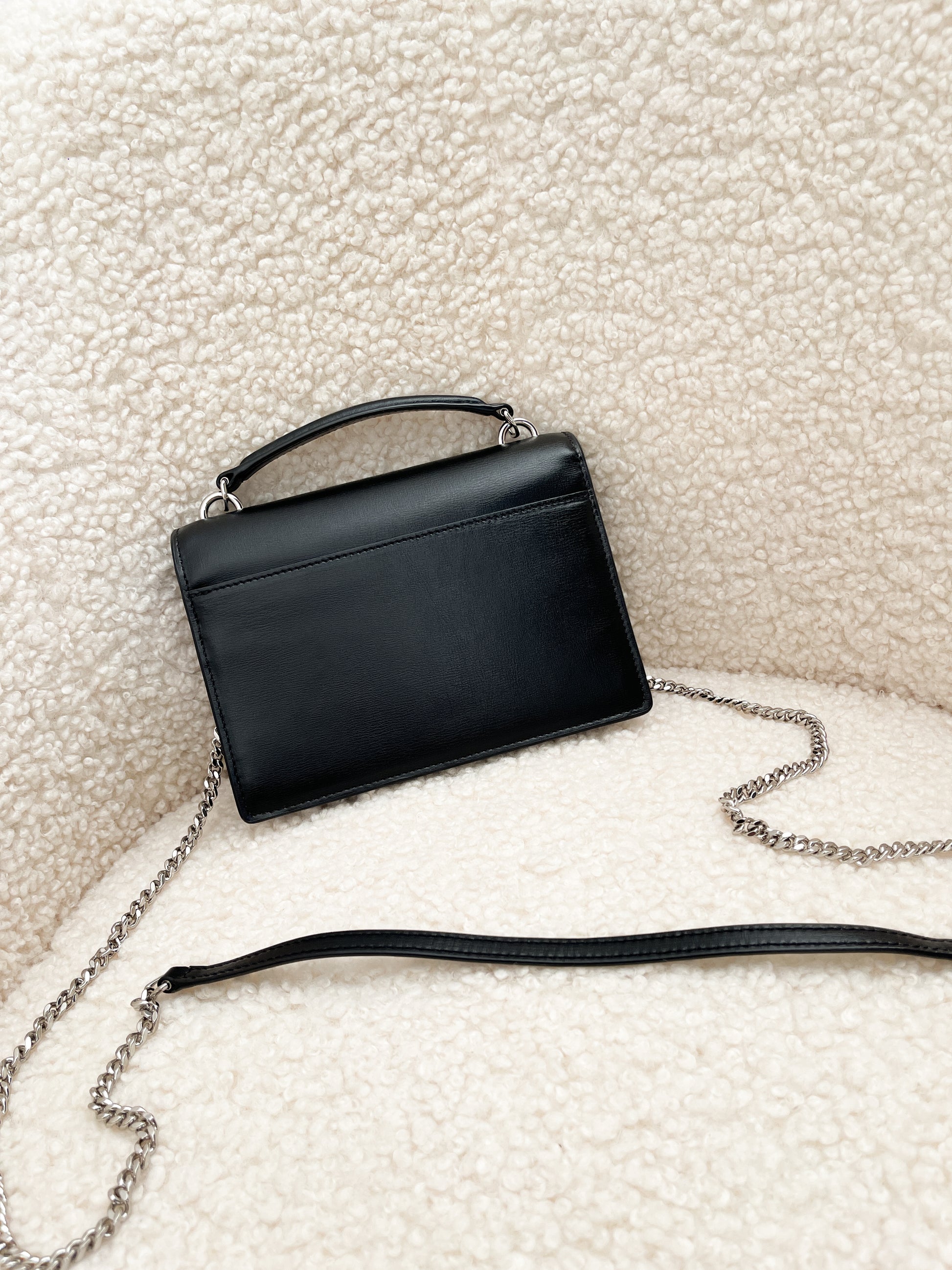 Sunset chain wallet in COATED BARK LEATHER, Saint Laurent