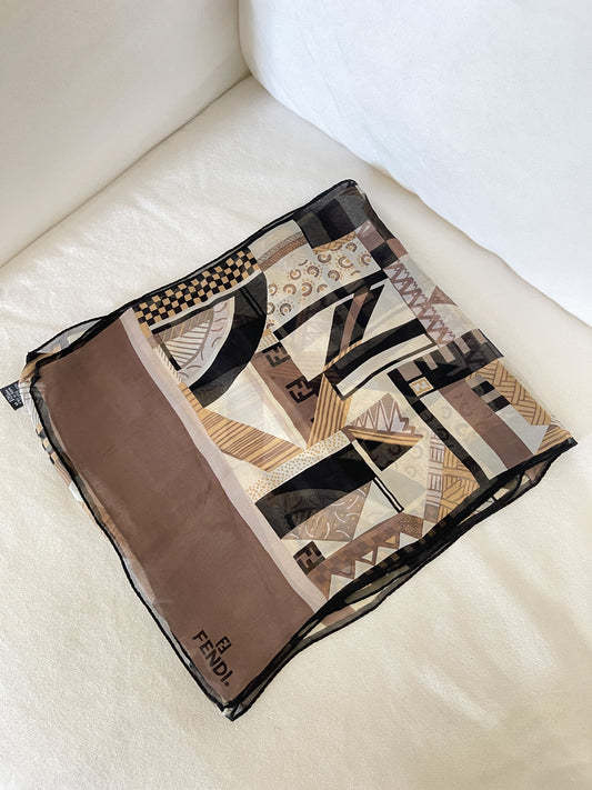 Vintage FENDI Print Silk Scarf