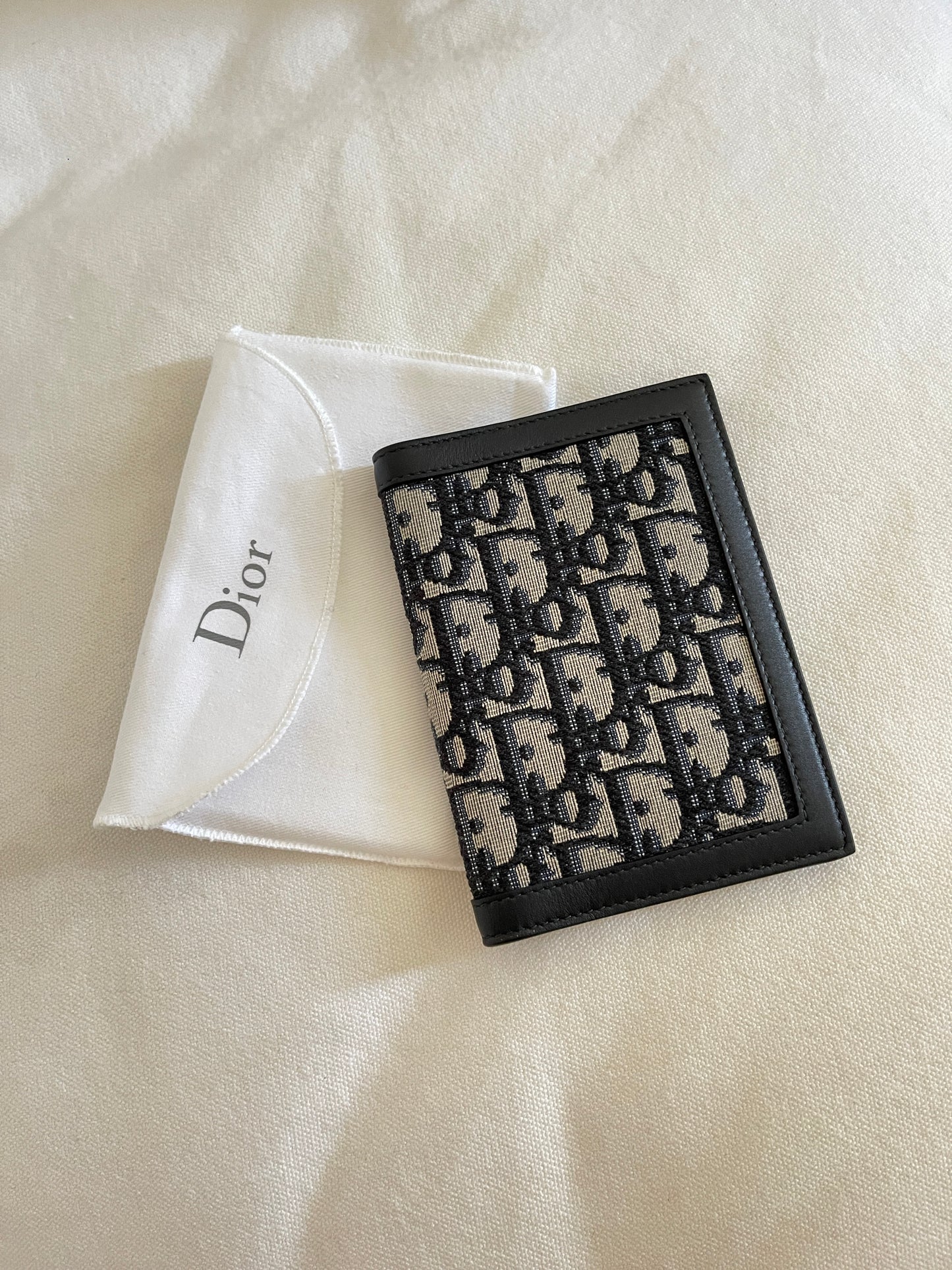 Dior Passport Cover Gray “CD” Diamond Canvas - Luxury & Vintage Madrid