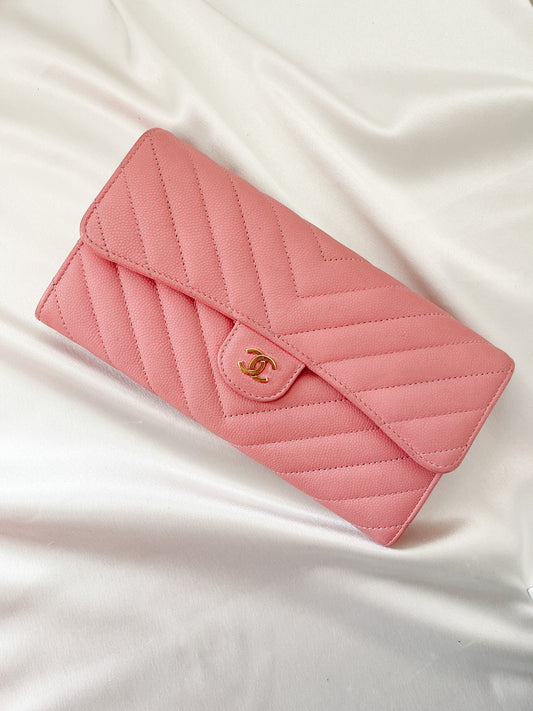 CHANEL Chevron Flap Long Wallet