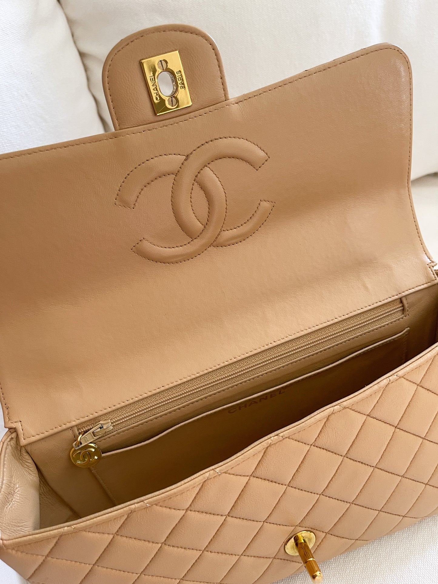 Chanel Classic Single Flap Bag Fringed Tweed Mini Yellow 13814927