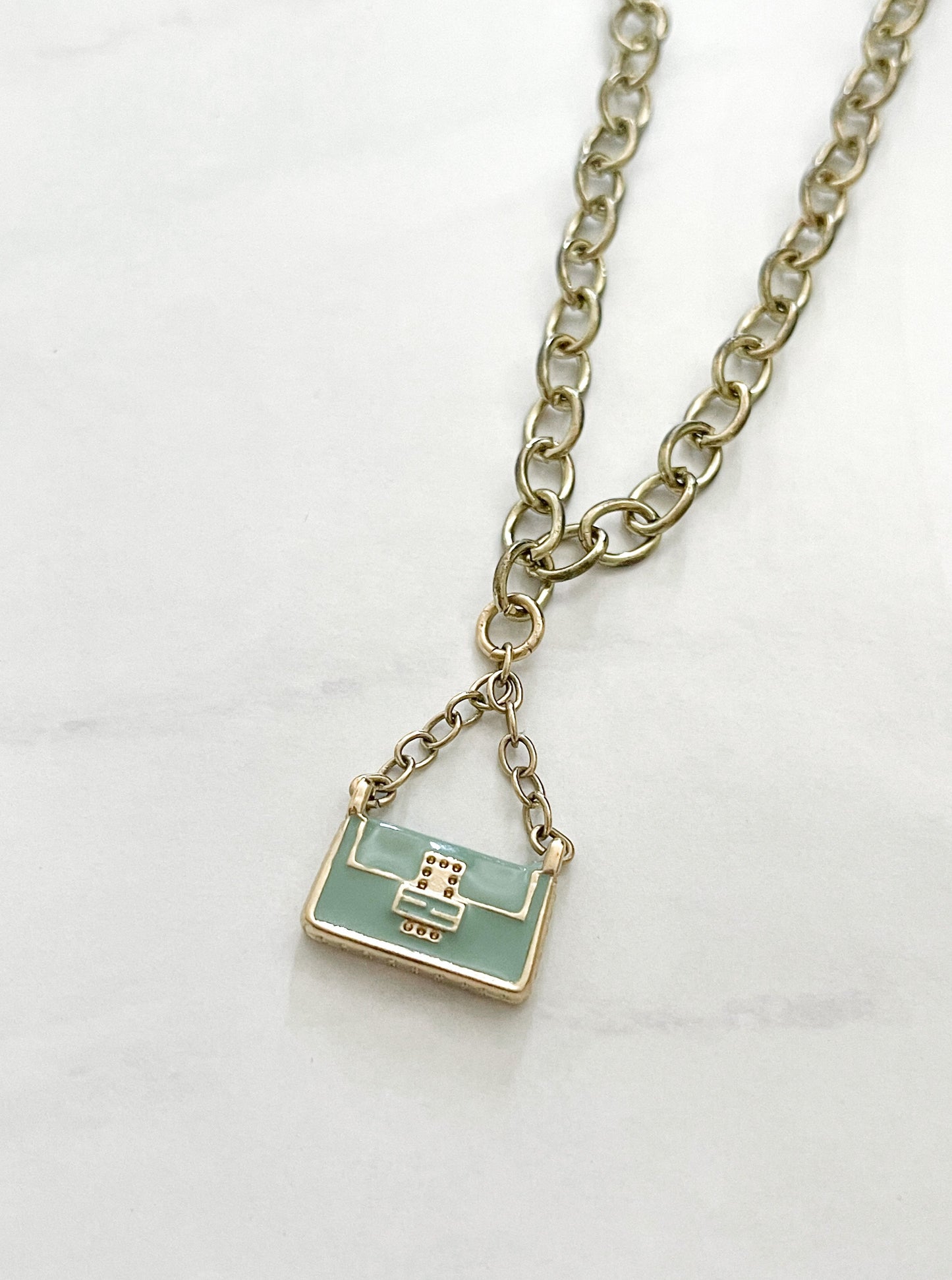 Vintage FENDI Baguette Charm Reworked Necklace