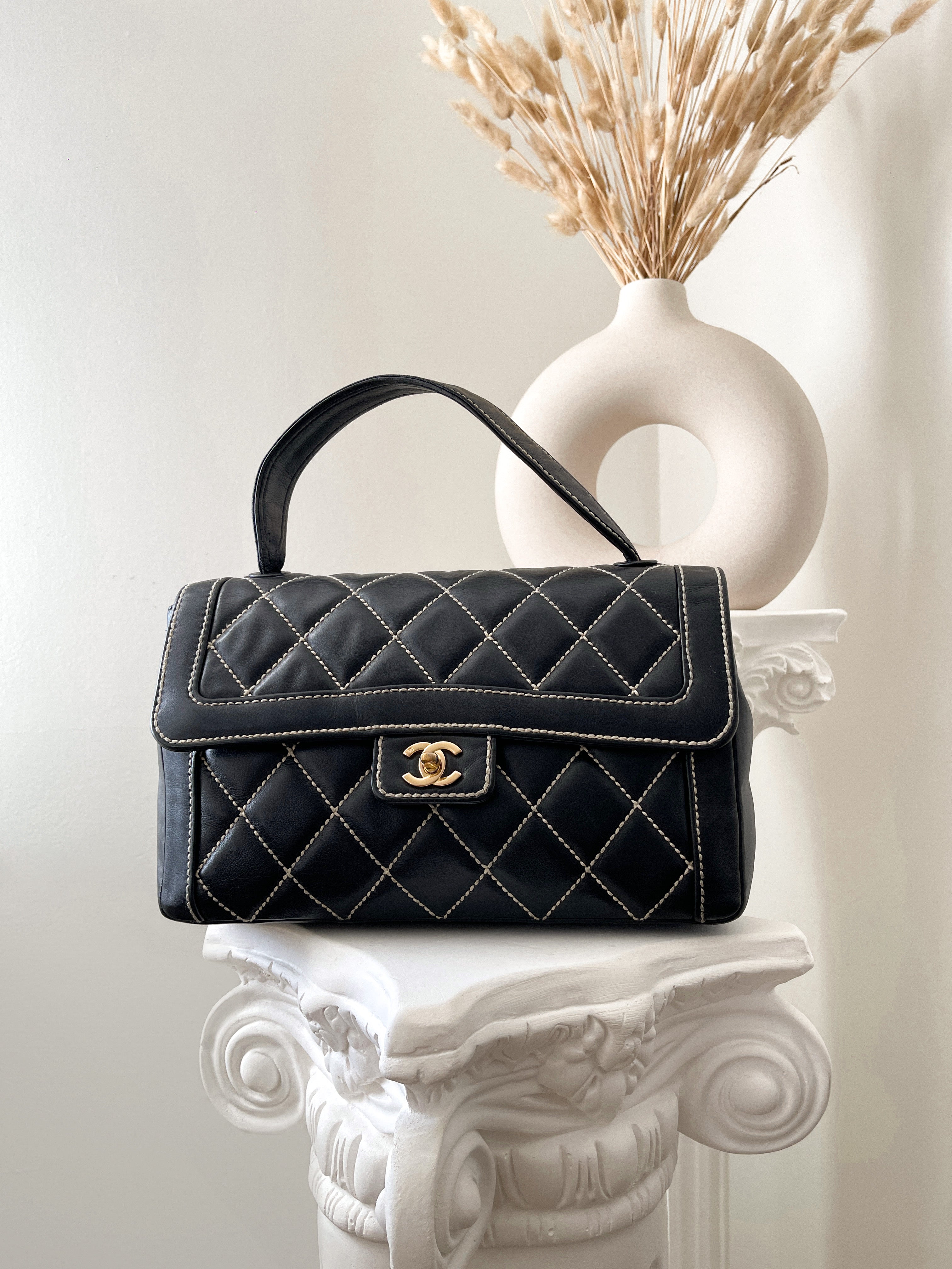 Chanel Light Blue Wild Stitch Quilted Calfskin Medium Surpique Top-Handle  Flap Bag Gold Hardware, 2005 Available For Immediate Sale At Sotheby's