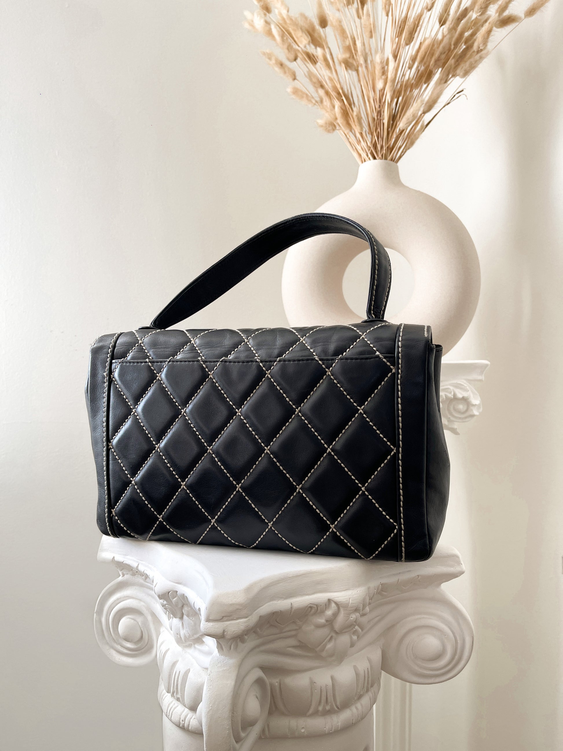 Vintage Chanel Cream Wild Stitch Top Handle Bag – Break Archive