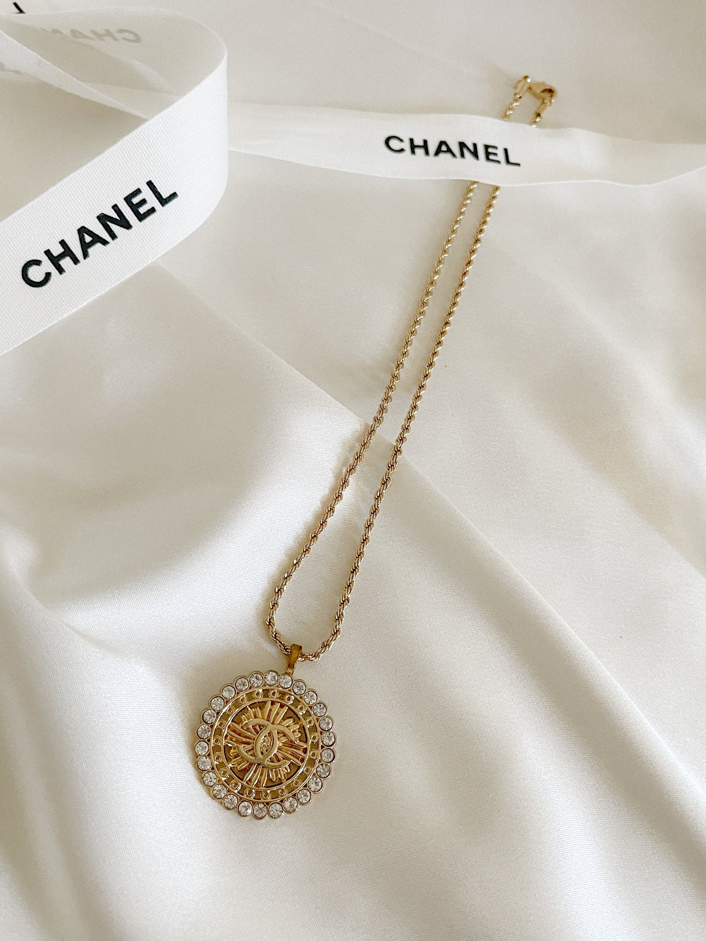 Vintage CHANEL Rhinestone Reworked Necklace