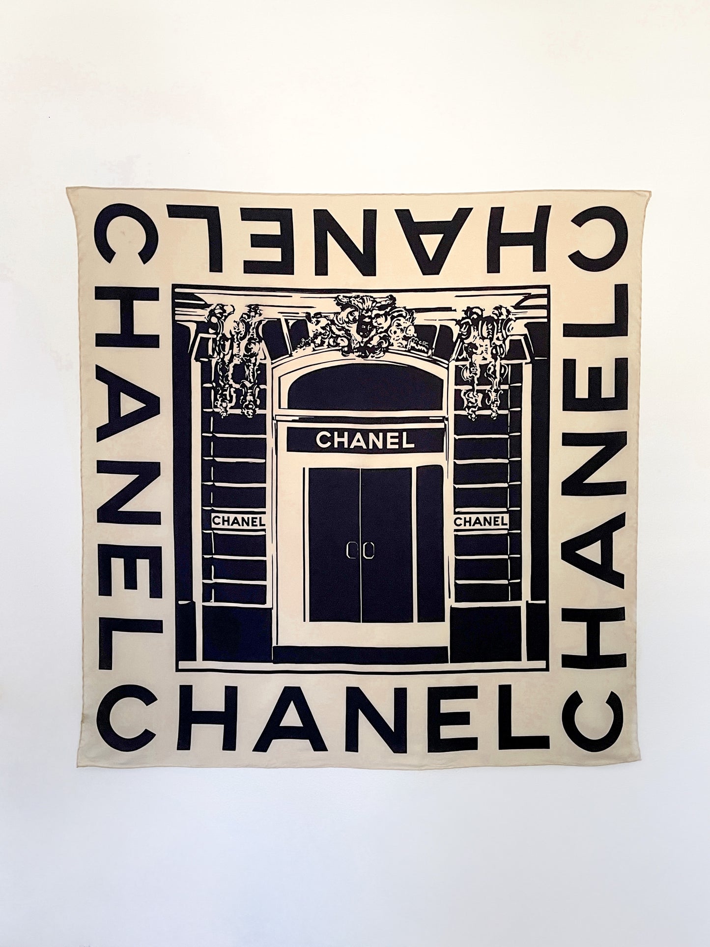 Vintage CHANEL Logo Silk Scarf