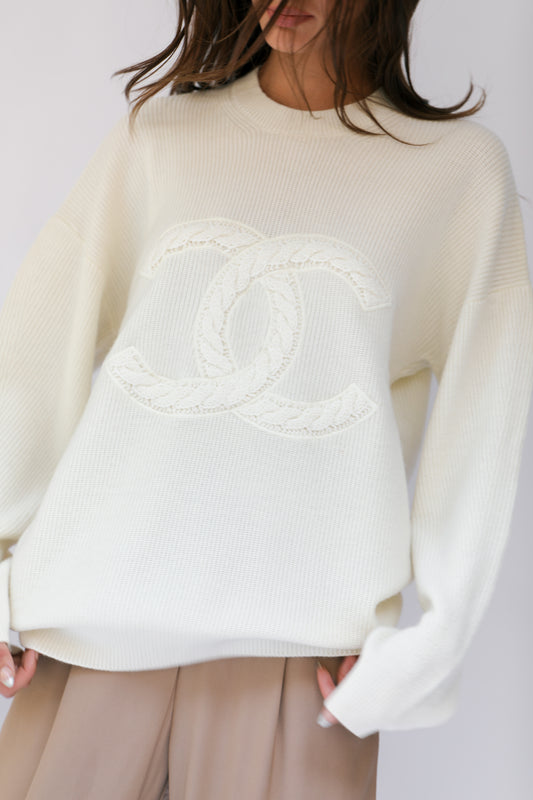 CHANEL Unisex Logo Knit Sweater